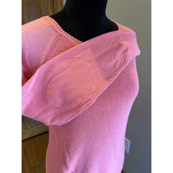 JCP Sweater size Large Orange Distressed Henley Front Knit Sleeves Wool Blend - Picture 3 of 8